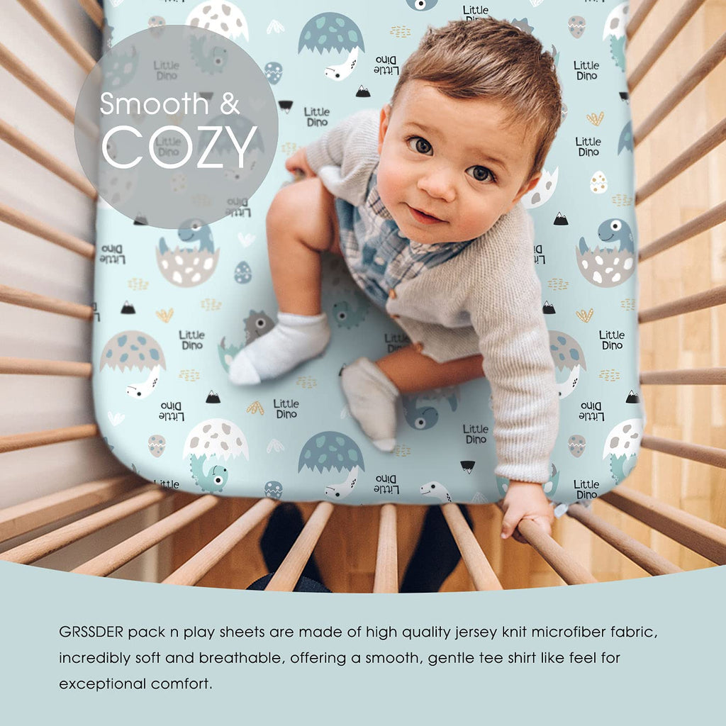 Stretchy Ultra Soft Jersey Knit Fitted Crib Sheets Set 2 Pack, Deep Pocket and Cozy Fits All Standard Crib Mattress
