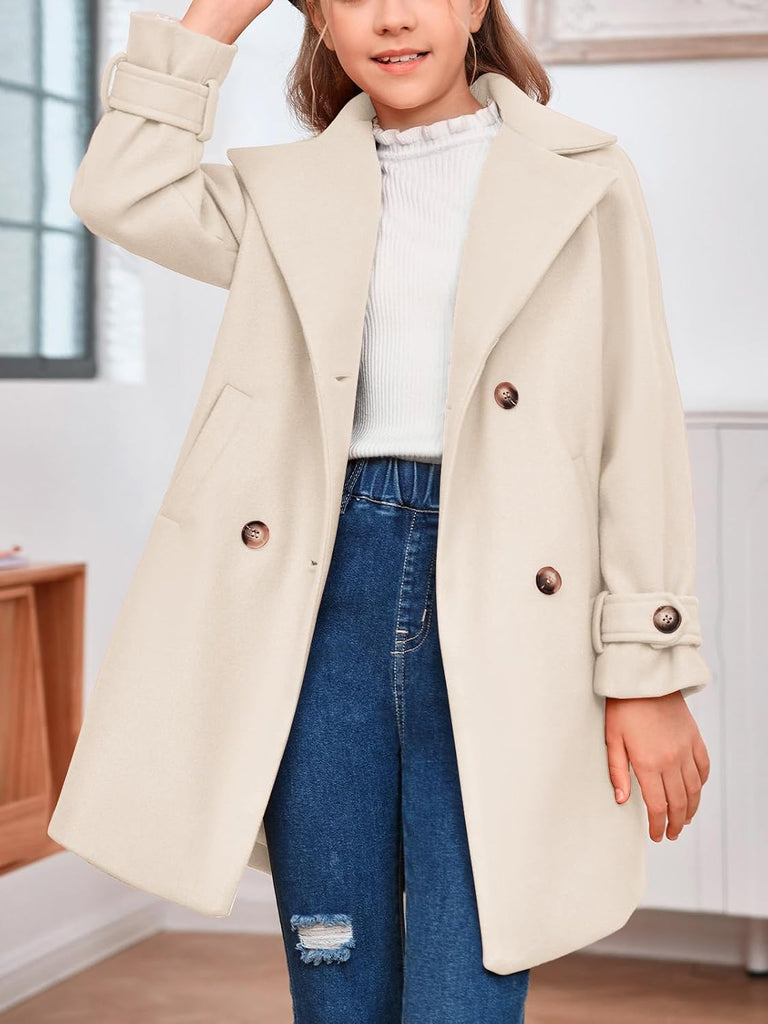 Girls Dress Coats Wool Blend Coat Double Breasted Jacket