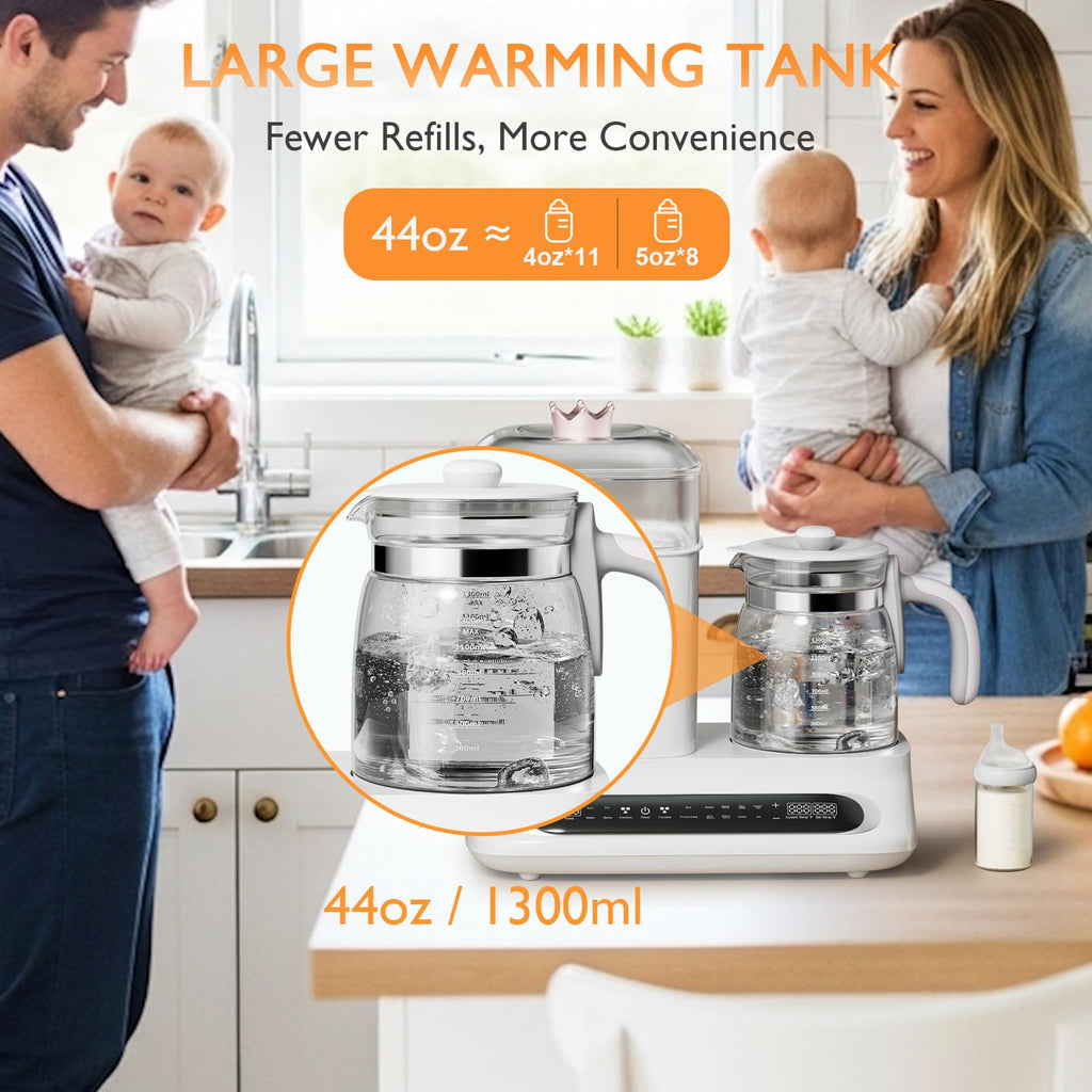 Baby Bottle Warmer & Steamer, 44oz Formula Kettle with Drying & Steam, Multi-Function Bottle Warmer for Breastmilk