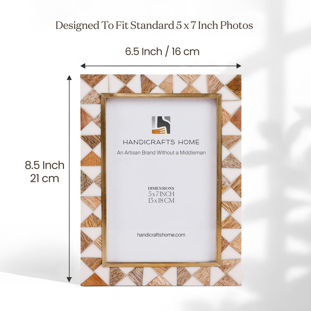 Handmade 5x7 Resin Inlay & Wood Picture Frame Brass
