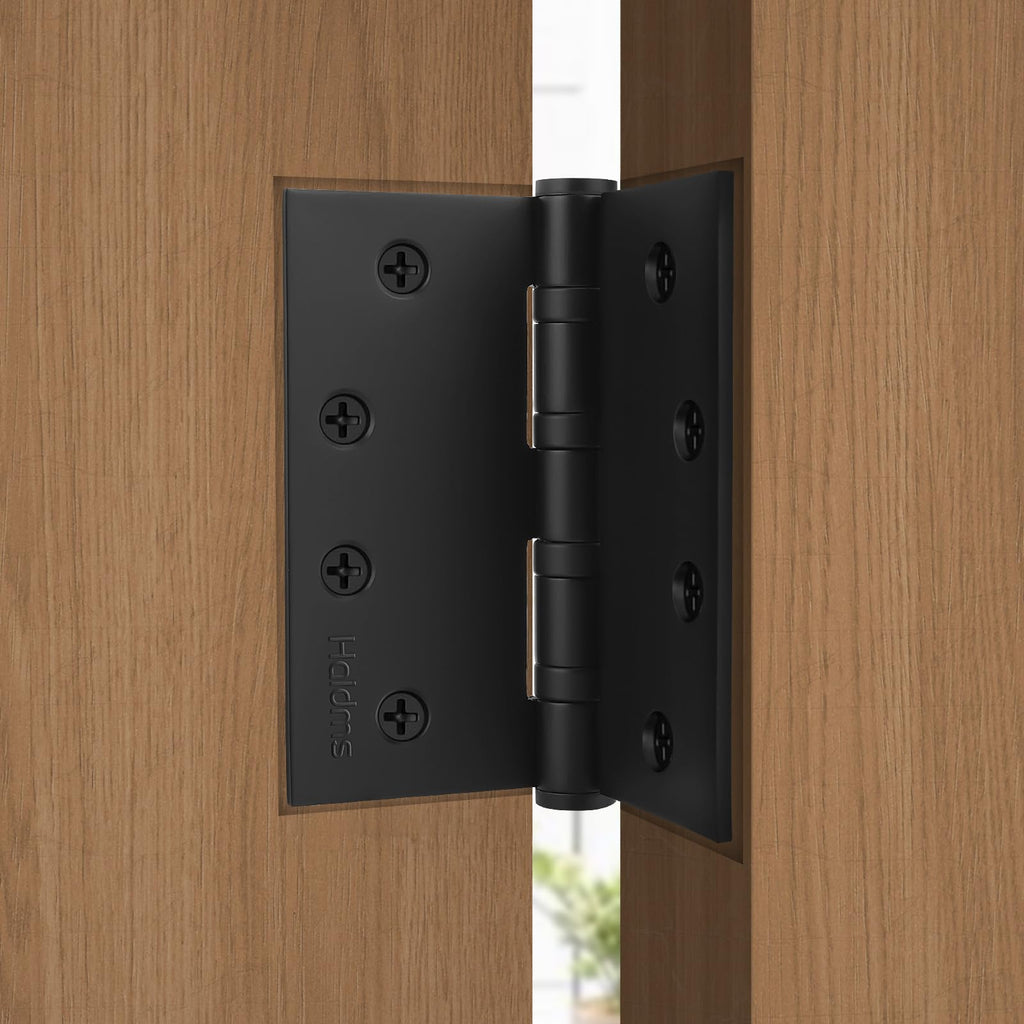 Matte Black 3 Pack 4 inch Door Hinges with 5/8" Radius Corners