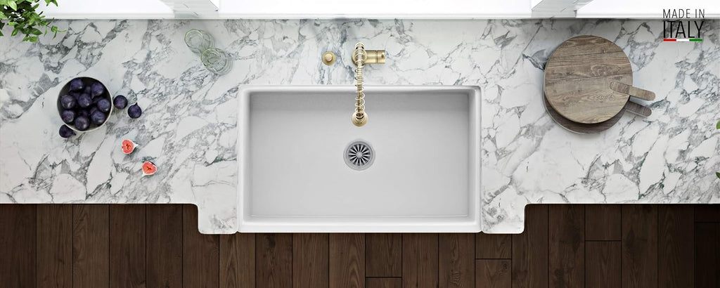 33x20-in White Reversible Fireclay Farmhouse Sink - RVL2300WH