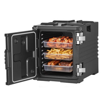 Insulated Food Pan Carrier, 82 Qt Non-Electrical Food Warmer, with Wheel & 304 Stainless Steel Latch, LLDPE Stackable