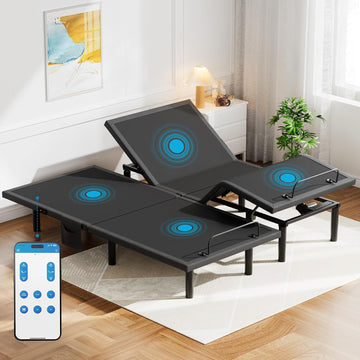 Split King Adjustable Bed Frame with Massage, Electric Bed Base with App-Controlled, Head & Foot Incline, 4 USB