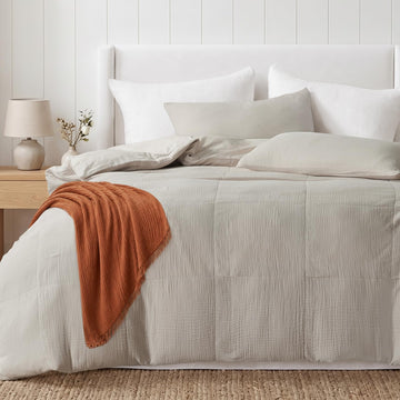 Muslin Duvet Cover, 100% Cotton Gauze, Soft Textured Linen Color