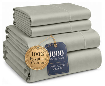 California King Size Sheets Set 100% Egyptian Cotton - Silver