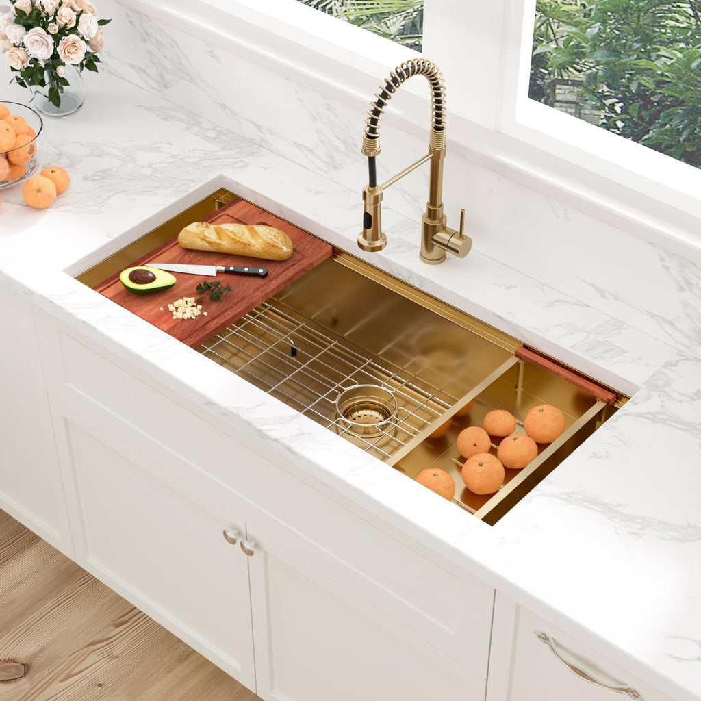 42 Gold Undermount 42"x19" Workstation Stainless Steel
