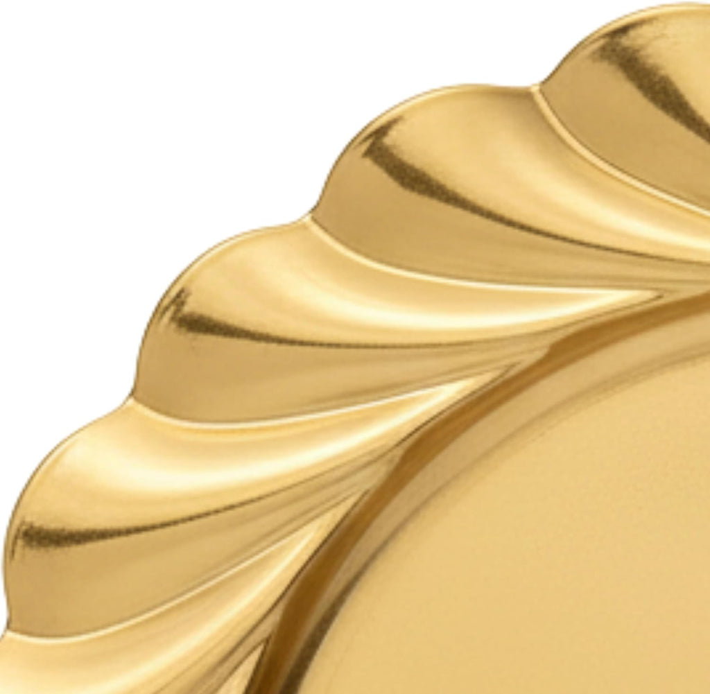 Gold Charger Plates, Swirl Wave Plate Chargers for Dinner Plate, Round Plastic Table Chargers - Set of 12