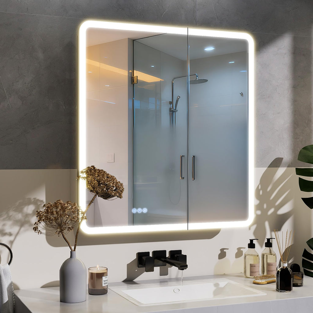 30 x 32 LED Bathroom Medicine Cabinet Mirror, Adjustable Shelves