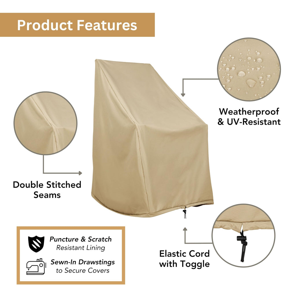 Weatherproof Outdoor Rocking Chair Cover, 2-Pack, Khaki