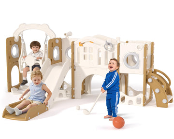 12 in 1 Toddler Slide and Swing Set - Baby Slide for Toddlers 1-3 with Ring Toss and Basketball Hoop, Indoor Outdoor