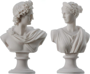 Artemis Diana and Apollo Bust Greek Statues Handmade Figurine Gods Alabaster Articrafts