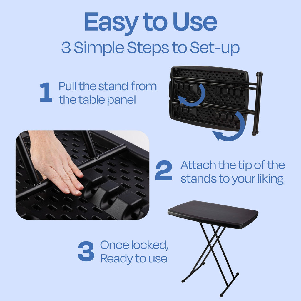 Indoor & Outdoor Portable Folding Table, Black, 2.5ft