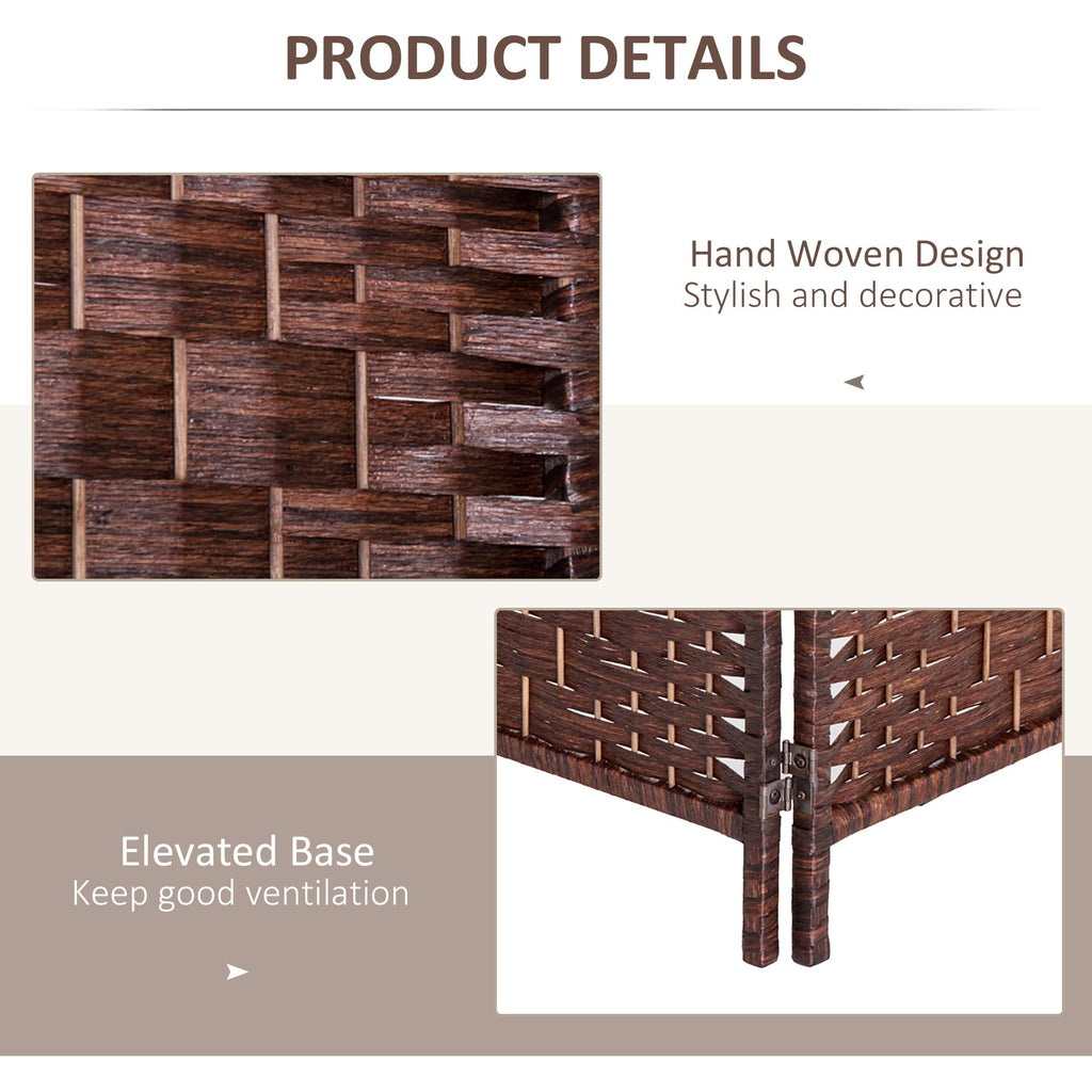 Room Divider 4-Panel, 6FT-Tall Folding Privacy Screen, Brown