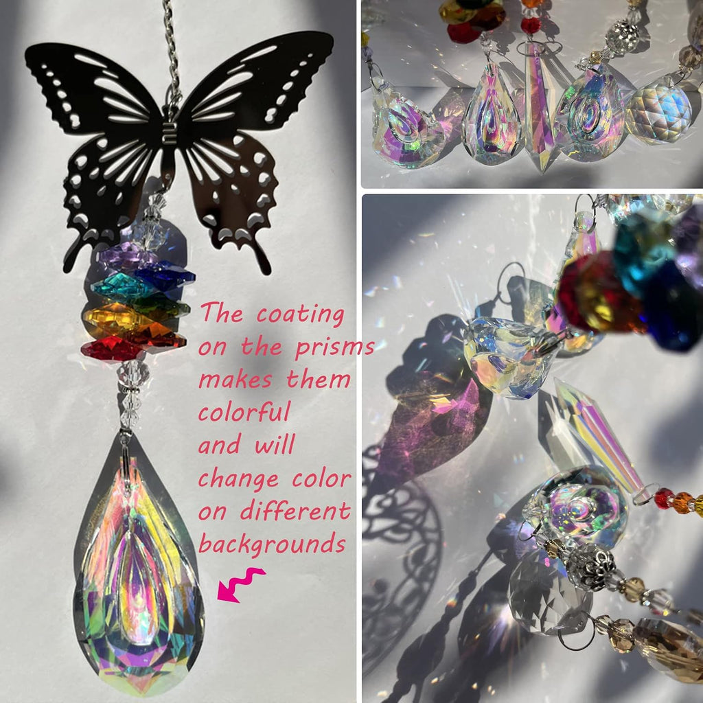 Crystal Suncatchers with Prisms Hanging Window Sun Catcher Decor Indoor Rainbow Maker Ornament Owl Hummingbird