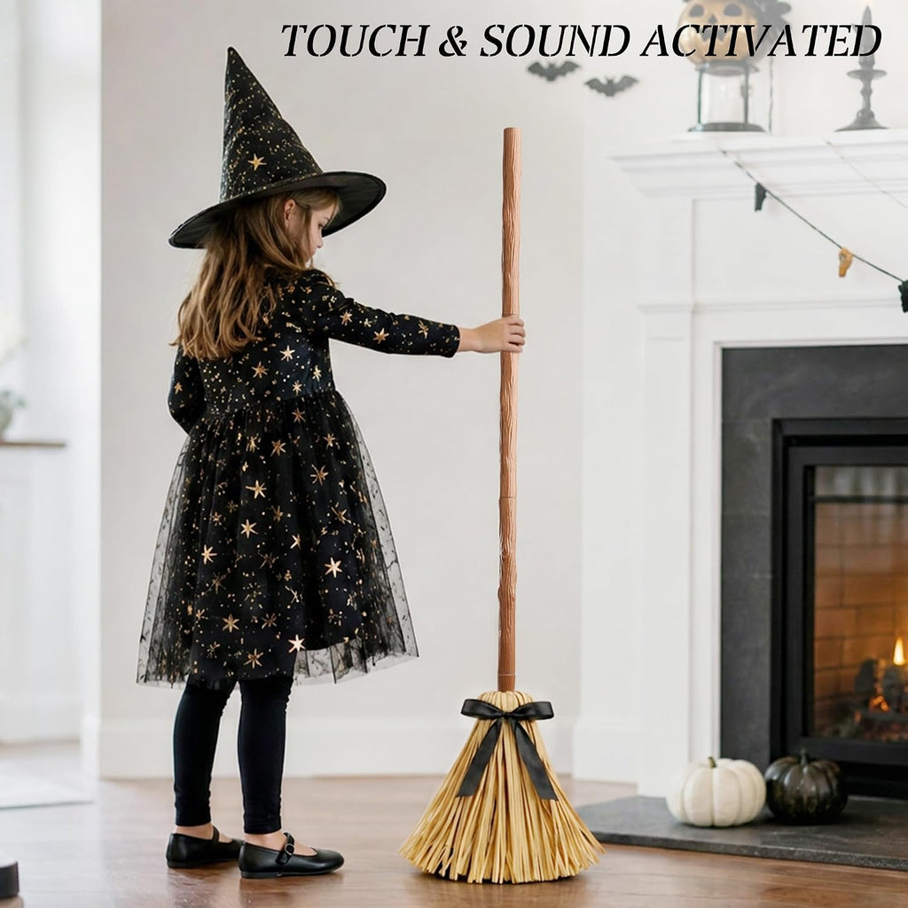 Halloween Decoration Indoor 49" Animated Floating Witch Broom