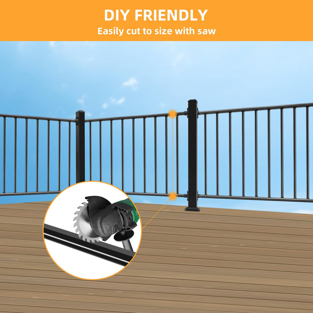 Outdoor 38in H x 6ft W Black Steel Deck Railing Kit