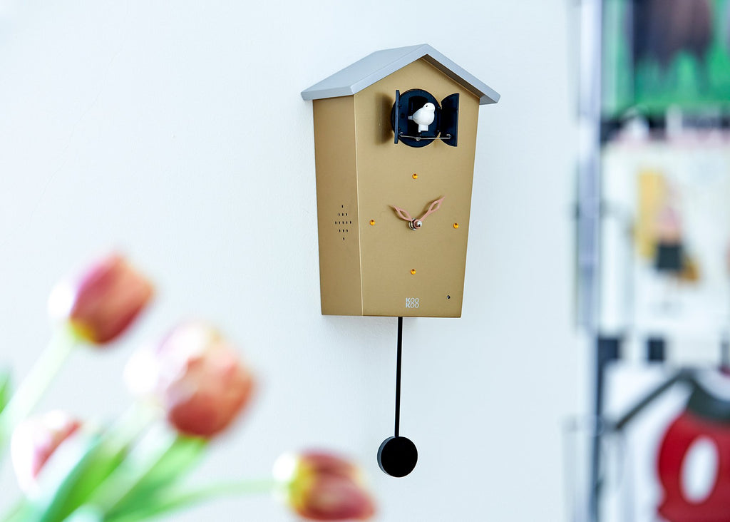 Birdhouse Copper Limited Edition, Modern Design Cuckoo Clock with 12 Natural Bird Voices or Cuckoo Call