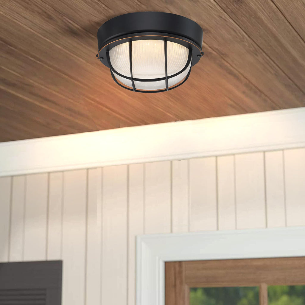 8" Round Bulkhead LED Light Oil Rubbed Bronze - Nautical Outdoor Wall Light 3000K - 15W, Waterproof