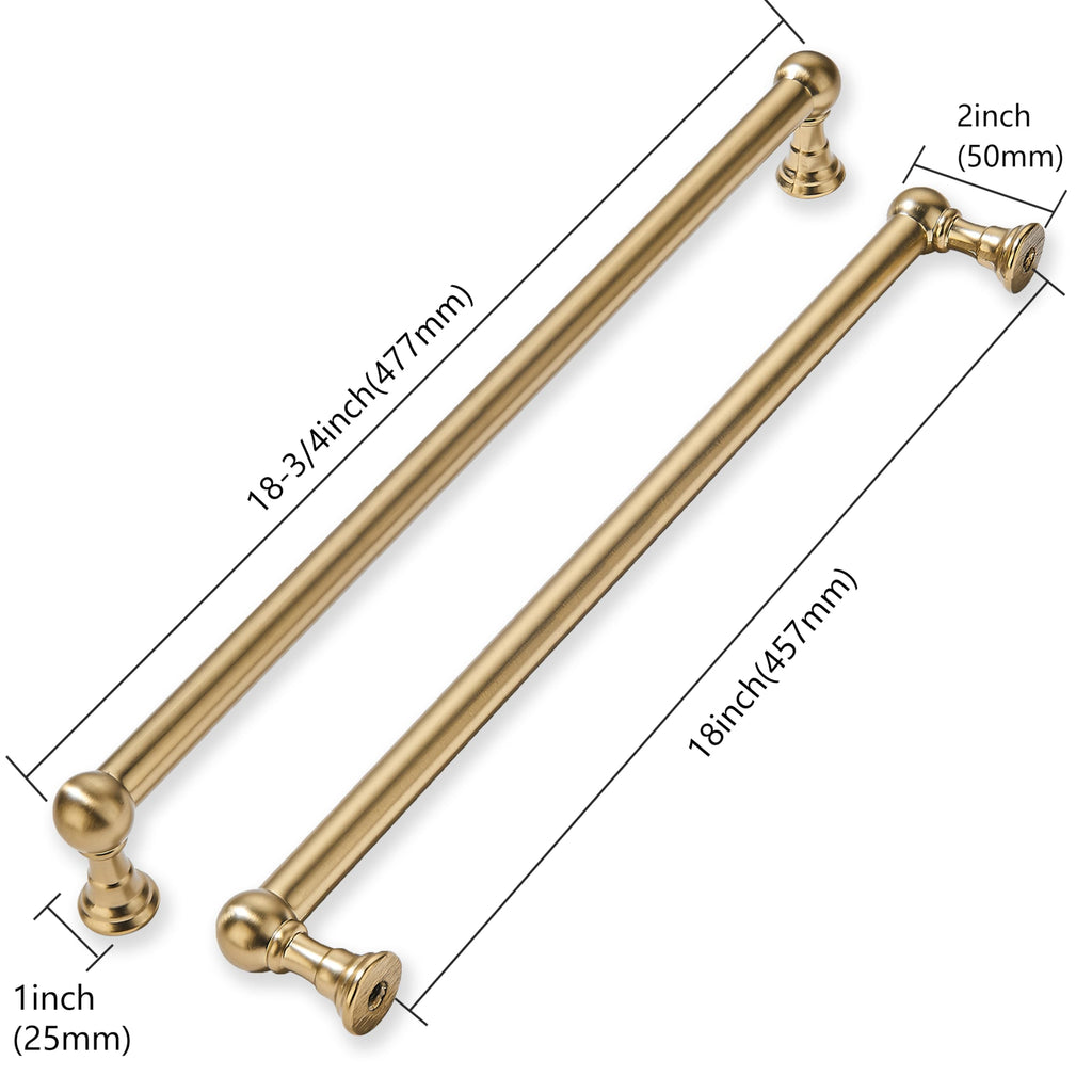 Appliance Handle Pull 18 Inch Hole Center Brushed Brass Cabinet Pulls Heavy Duty Solid Satin Gold Cabinet