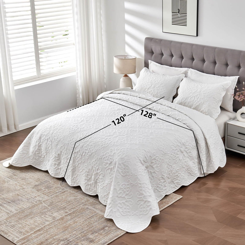 Oversized King Bedspreads 128x120 Pure White
