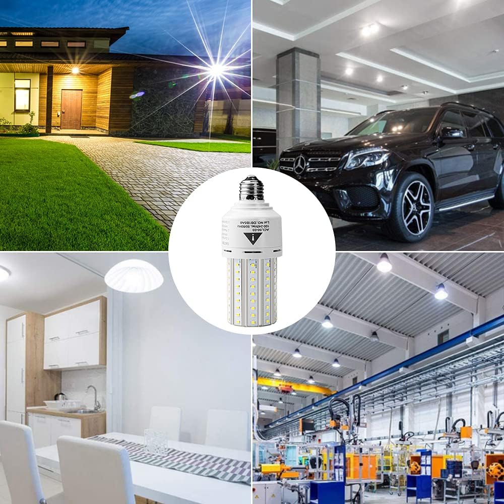 ZP 2-Pack Led Light Bulb 400W Equivalent 6250 Lumen 5000k Cool Daylight White E26/E27 Medium Base 50W Led Corn Light