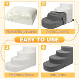 Dog Stairs for Small Dogs, Foam Steps for Small Dogs & Cats, 4 Steps Dog Ramp for High Beds, Couch, Window, Sofa
