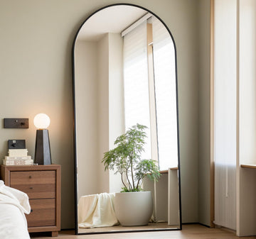 Arched Full Length Mirror, 70"x26" Free Standing Floor Mirror, Black