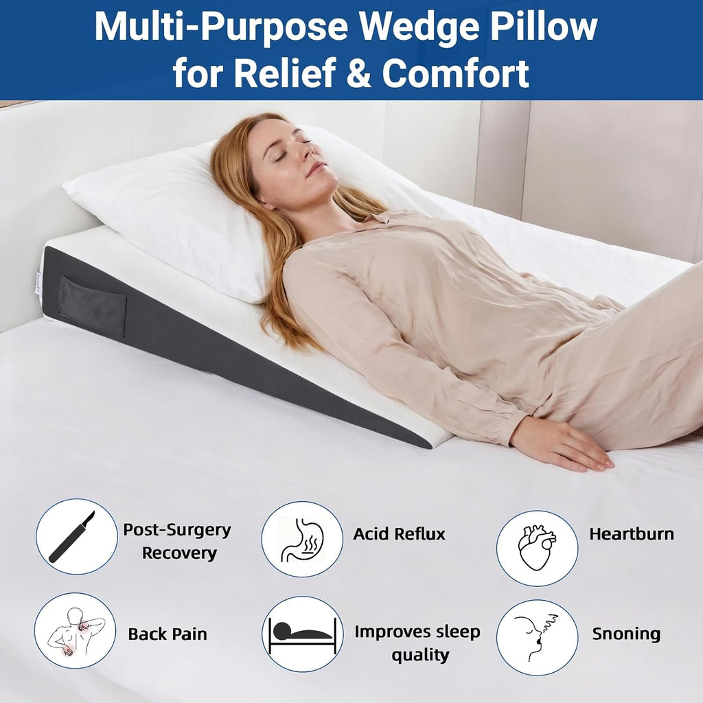 FSA Eligible 31" Extra-Long Wedge Pillow for Sleeping, Reflux,Snoring,White | Full-back support, Gentle upper-body