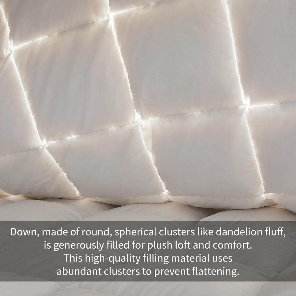 Feather Down Comforter Oversized King, All Season White Duvet Insert, Soft 100% Cotton Luxurious Hotel Bedding