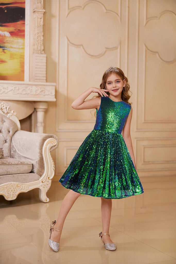 Girls Fancy Sparkly Sequin Formal Party Dance Dress