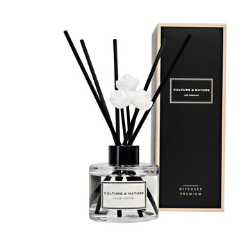 Reed Diffuser Set 4oz (120ml) Clean Cotton Scented Diffuser with Sticks Home Fragrance Reed Diffuser Shelf Decor