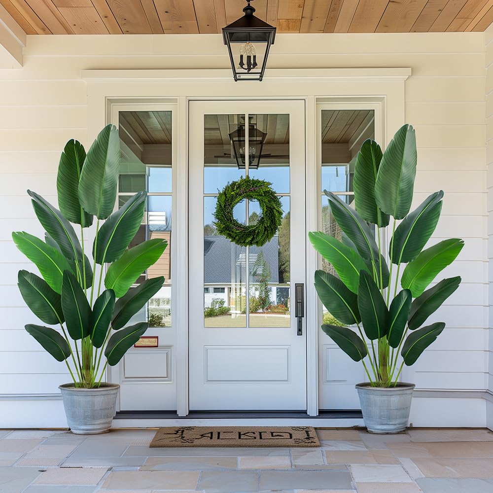 Artificial Bird of Paradise Plant 6 Ft Tall Fake Banana Plant for Indoors and Outdoors, Faux Palm Tree with Plastic