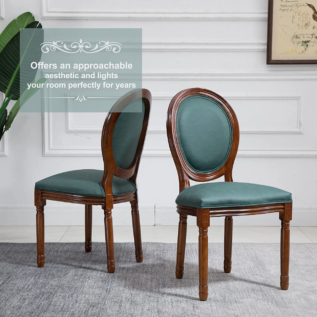French Country Set of 6, Farmhouse with Round Button Back, Solid Wood Legs, French Lunch Chair /Bedroom/Dining Room