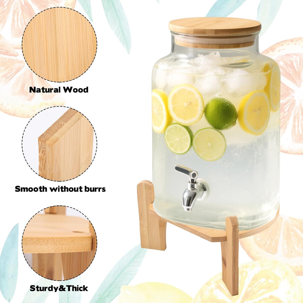 Wooden Drink Dispenser Stand, Beverage Dispenser Stand and Water Jug Holder, Drink Stand for Families, Parties