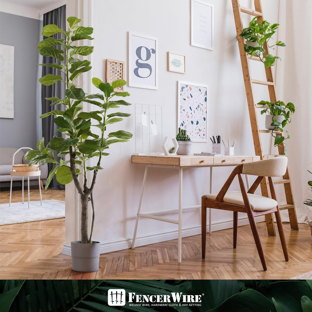 Artificial Fiddle Fig Tree, 6/7 Feet in Pot with Dried Moss, for Indoor House Home Office Store, Potted Ficus Lyrata