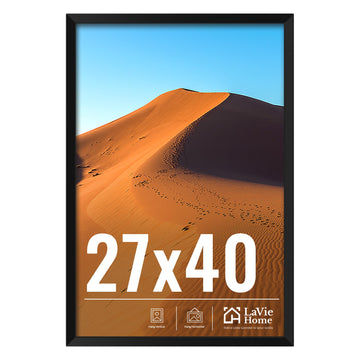 27x40 Picture Frame for Wall Display, 27x40 Black Picture Frame with HD Plexiglas, 27 x 40 Poster Frame 1 Pack