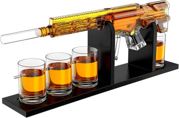 AR15 Gun Decanter Birthday Gifts for Men Dad, Whiskey Set - Rifle Limited Edition, Silencer Stopper - 800 ml & 12oz