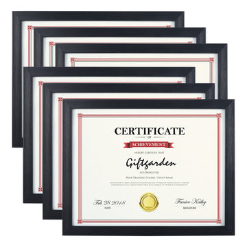 8.5x11 Picture Frames Diploma Certificate Document Award 8.5 x 11 Frame Black, Wall or Tabletop, Set of 6