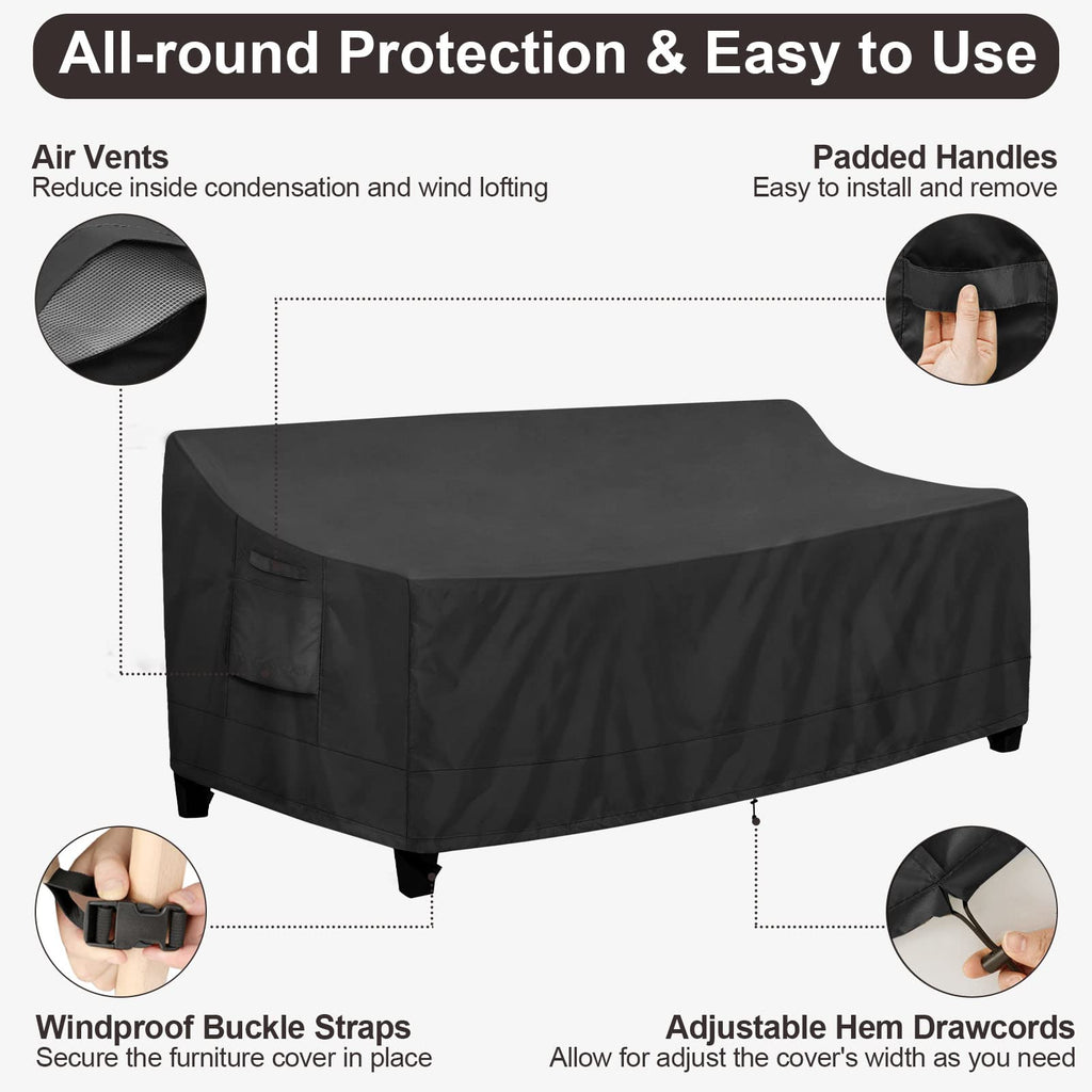 Outdoor Couch Cover Waterproof Patio Sofa Furniture Covers 3-Seater