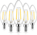 E12 LED Classic Candelabra Clear Light Bulb, 4W, Equivalent 40W, Warm White 2700K, Non-Dimmable, Filament Clear