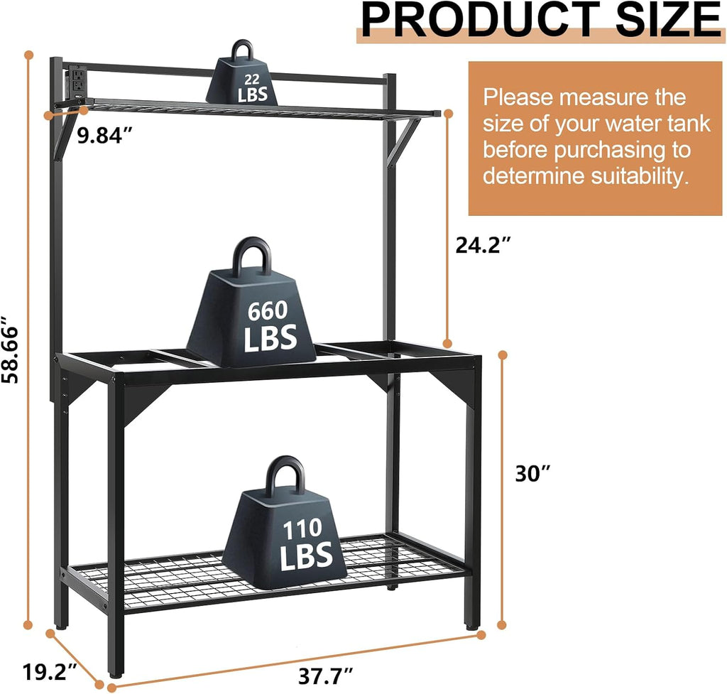 40 Gallon Fish Tank Stand - Aquarium Stand with Power Outlets, 37.7" x 19.2" x 58.66", Heavy-Duty Metal Tank Stand