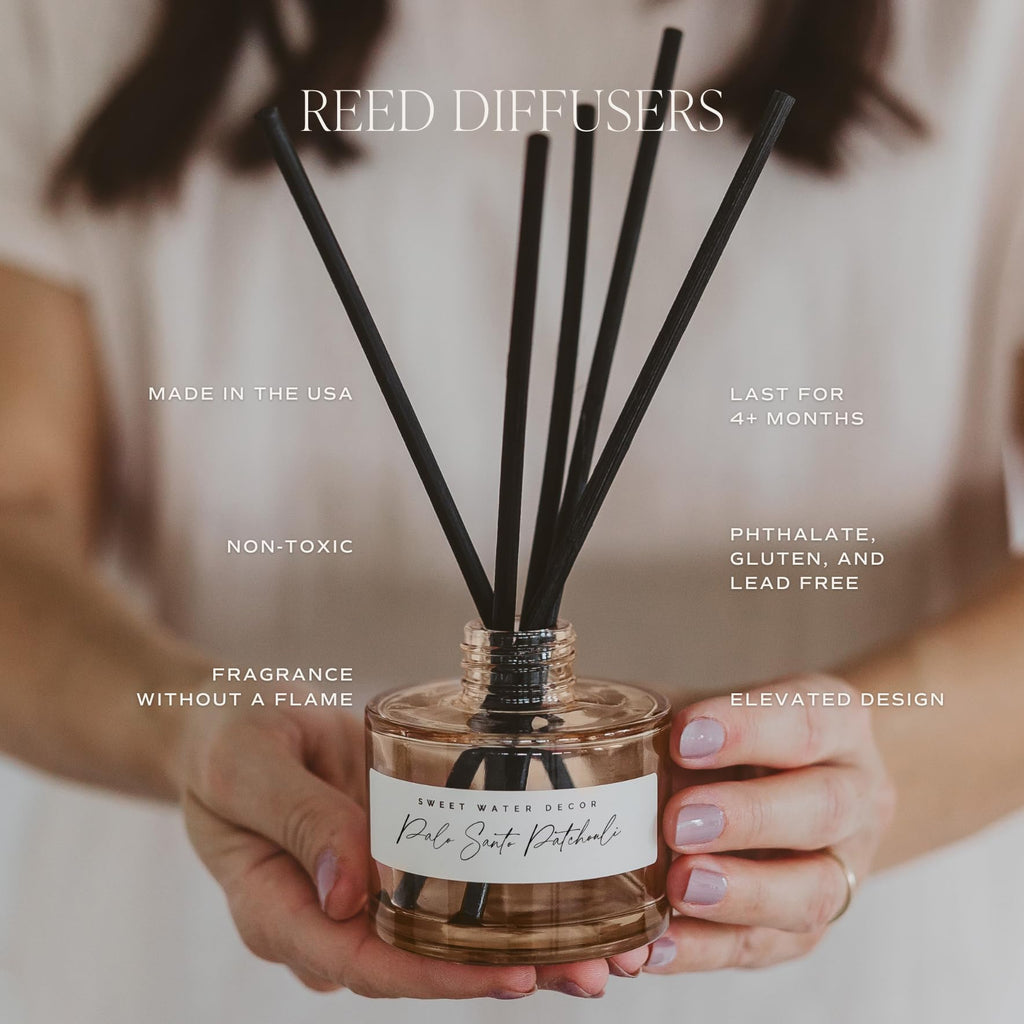 Sandalwood Rose Reed Diffuser - Room Decor Aesthetic with Long-Lasting Premium Fragrance of Green, Leafy, Winey
