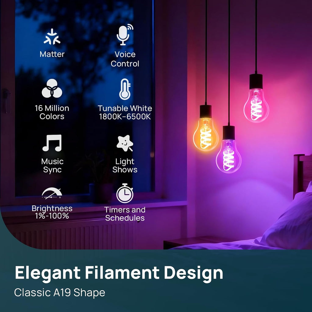 Matter E12 B11 Led Edison Bulb & Matter A19 Smart Edison Bulb