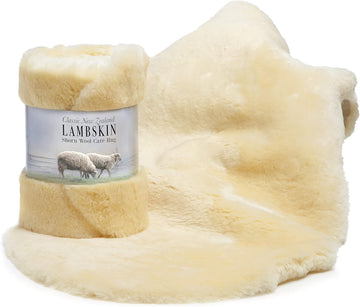 Genuine New Zealand Baby Sheepskin, Soft Shorn Wool, Large 34-36 in | Genuine New Zealand shorn-wool baby sheepskin