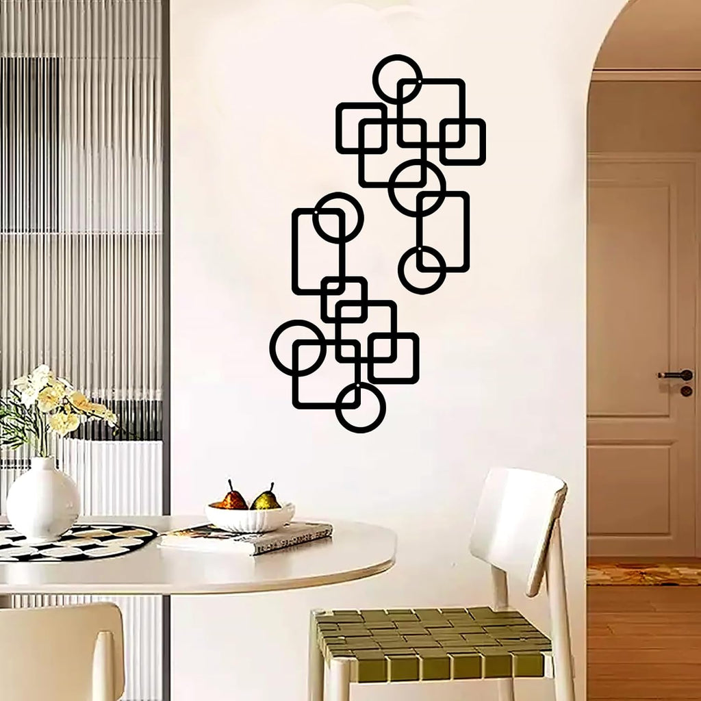 Black Abstract Metal Wall Art Decoration Minimalist Decor 3D Textured Square Logo Metal Wall Sculpture Bedroom - Set of 2