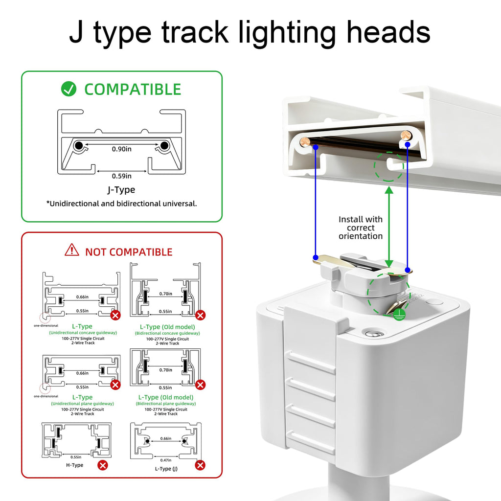 10W LED Black Track Lighting Heads, J Type Track Lighting Rail Ceiling Spotlight for Accent Task Wall Art Exhibition