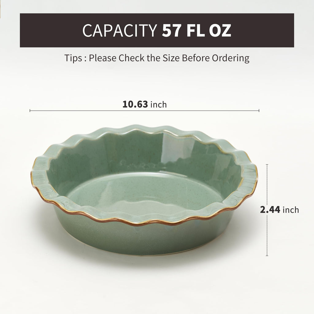 Ceramic Pie Pan for Baking[10.6 inch], Reusable NonStick Ceramic Baking Dish