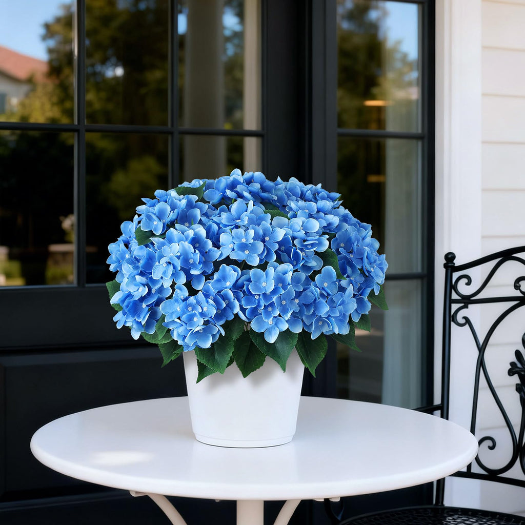 2 Sets Artificial Flower Topiary Ball Trees for Porch (Blue)
