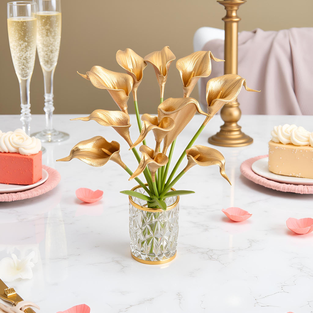 20Pcs Calla Lily Artificial, 18K Gold Real Touch